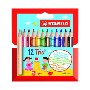 Набор укороченных цветных карандашей Stabilo Trio, 12 шт.